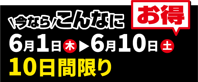 今ならこんなにお得！10日間限り！